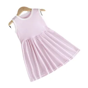 Wholesale High Quality 100%Cotton Customized girls sleeveless dress Breathable Loose Comfortable Children Clothes dress