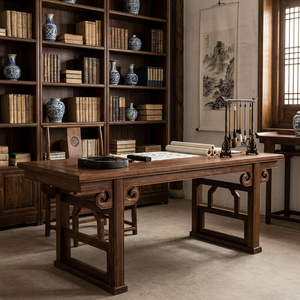 Scrivania Professionale di Lusso per Ufficio, Nuovo Stile Cinese, Tavolo da Calligrafia in Legno Massello - Product Image 3
