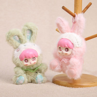 Pendentif adorable en peluche courte de lapin, style célébrité internet, avec rembourrage en coton PP et accessoires brodés en polyester