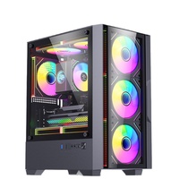 Boîtier PC de bureau IceMan CS084PRO ATX Mid-Tower avec refroidissement liquide 240 mm, panneau latéral en verre trempé, design vue sur la mer orienté gaming, USB
