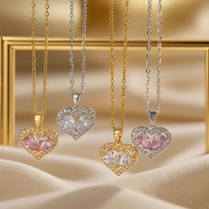 Collar De Acero Inoxidable Elegant Hollow Heart <b>Titanium</b> Steel Necklace for Women Girls Stainless Steel Collarbone <b>Chain</b> Jewelry - Product Image 1