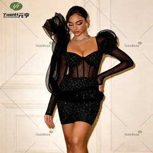 Corset à baleines orné de fleurs 3D, haut transparent en <span class=keywords><strong>organza</strong></span> orange avec manches drapées pour séance photo et soirée - Product Image 6