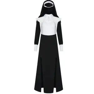 Baige Halloween madre Superior disfraz negro sacerdote traje Mary Priest tradicional monja Cosplay disfraz