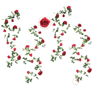 Guirlande de roses artificielles rouges en soie pour décoration de mariage, arche, jardin et fond de scène - Product Image 6