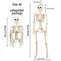 Modelo de Hueso de 93 cm, Esqueleto de Halloween con Articulaciones Ajustables, Decoración para Jardín para Halloween/Pascua, Duradero, No Tóxico, Realista