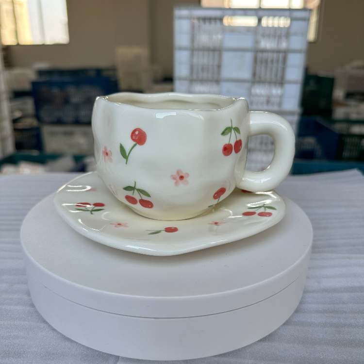 Tasse fleur de cerisier blanche 300ml, plat 16cm