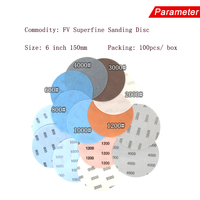 Disque de ponçage super fin de 6 pouces (150 mm) à crochets et boucles, pour ponçage humide/sec, papier abrasif doux pour outils abrasifs, polissage de peinture automobile