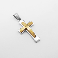 Liontin Salib Kristen Anti Air Anti Karat Lapis Emas 18K Bahan Stainless Steel Perhiasan Fashion Berkualitas Tinggi