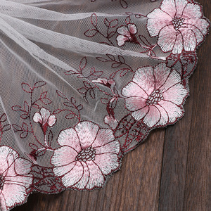 Nuevo encaje de flores rosas tela de red adornos de encaje bordados para ropa, accesorios de dobladillo de vestido de novia - Product Image 1