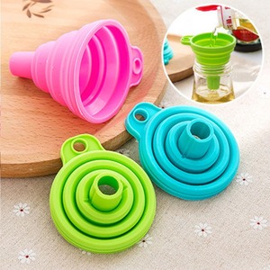 Silicone Foldable Funnel Large Diameter For Oil Water Transfer Green Blue Pink - Product Image 1