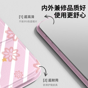 Folding Mini Mirror With Comb Blue Whale Design Portable Makeup Mirror For Girls Dormitory Use - Product Image 5