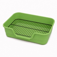 Bac à litière pour chat à ouverture frontale, faible seuil, toilette pour animaux de compagnie, plateau en plastique PP avec plateforme surélevée en maille de fer, 49 x 37 x 13 cm