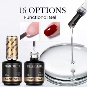 BORN PRETTY PRO 15ml Gel Funcional Para <span class=keywords><strong>Uñas</strong></span> Base Top Coat Base de Goma Esmalte en Gel Sin Limpieza Alto <span class=keywords><strong>Brillo</strong></span> OEM Logo Personalizado Gel Para <span class=keywords><strong>Uñas</strong></span> - Product Image 1