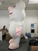 Costume de mascotte gonflable Booba le rat blanc et rose, costume de mascotte de dessin animé gonflable pour adulte