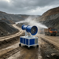 Canon à brouillard de 60 m pour le contrôle de la poussière dans les projets de barrages et d'hydroélectrique, avec buse anti-colmatage pour eau de rivière