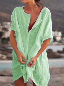 Camicette Lunghe <span class=keywords><strong>Oversize</strong></span> Vintage in Cotone e <span class=keywords><strong>Lino</strong></span> per <span class=keywords><strong>Donna</strong></span>, Taglie S-8XL, Camicie Estive a Maniche Corte con Bottoni, Camicie Casual - Product Image 4
