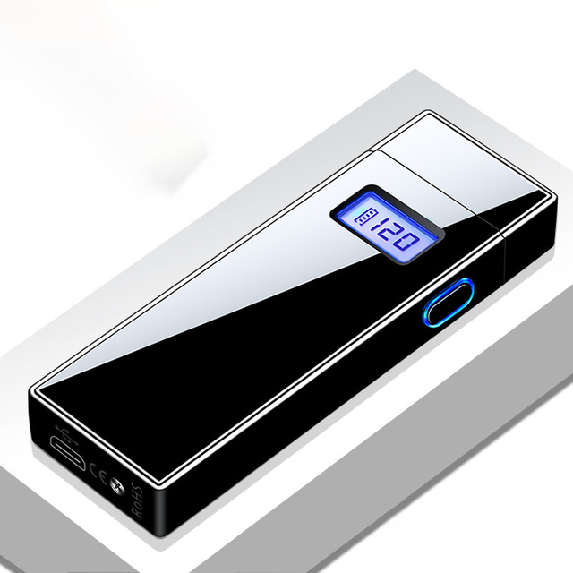 Customize logo Hot Sale USB Rechargeable Metal Flameless Touch Screen Ultra-thin Electric Lighter