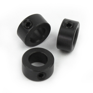 Collares de eje de dos piezas de acero inoxidable y aluminio, anodizados en óxido negro, lisos, de sujeción, tipo dividido, 5/16" - Product Image 3