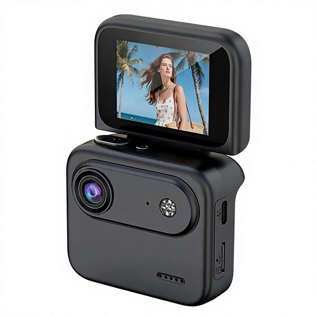 Action Camera 4K 360 Mini Sports Camera CMOS Ultra Clear Recording VLOG Recorder Flip Screen Waterproof Travel Content