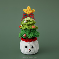 Décoration de Noël faite à la main en crochet : Père Noël en pot, arbre de Noël en fil, ornement de table, décoration de maison pour les fêtes, cadeau, vente en gros