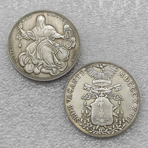 Moneda Conmemorativa Estilo Antiguo de 1 Scudo de los Estados Italianos de 1823 - León XII Sede Vacante, Regalos, Decoración del Hogar - Product Image 1