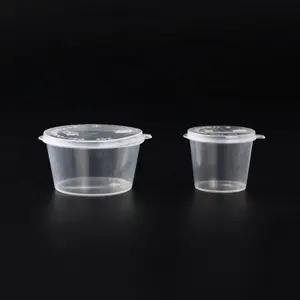 रेस्तरां सूई सॉस कंटेनर 25 ml सॉस कप ढक्कन पीपी सॉस कप के साथ डिस्पोजेबल प्लास्टिक खाद्य कंटेनर