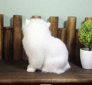 Mèo Nhung Lông Màu Trắng Mô Hình Động Vật Cúi Mình Giống Như Thật Búp Bê Mèo Ba Tư Thủ Công Thực Tế - Product Image 3