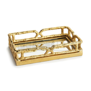 Plateau de service rectangulaire décoratif en métal doré de luxe Maximus International, organiseur de table basse, décoration pour la maison, l'hôtel, cadeau - Product Image 2