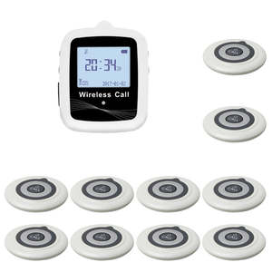 10 boutons d'appel de table + 1 récepteur de téléavertisseur pour serveur - Système d'appel sans fil |   Restaurant/Café/Spa - Product Image 1