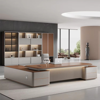 Bureau de direction de luxe en forme de L en MDF, style simple, pour PDG, table de réunion de direction