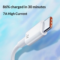 Cable de Datos USB-C de Carga Súper Rápida 7A Blanco de 100W, Conductor de Cobre Puro, Transferencia de Datos para Teléfonos Móviles, Compatible con Honor