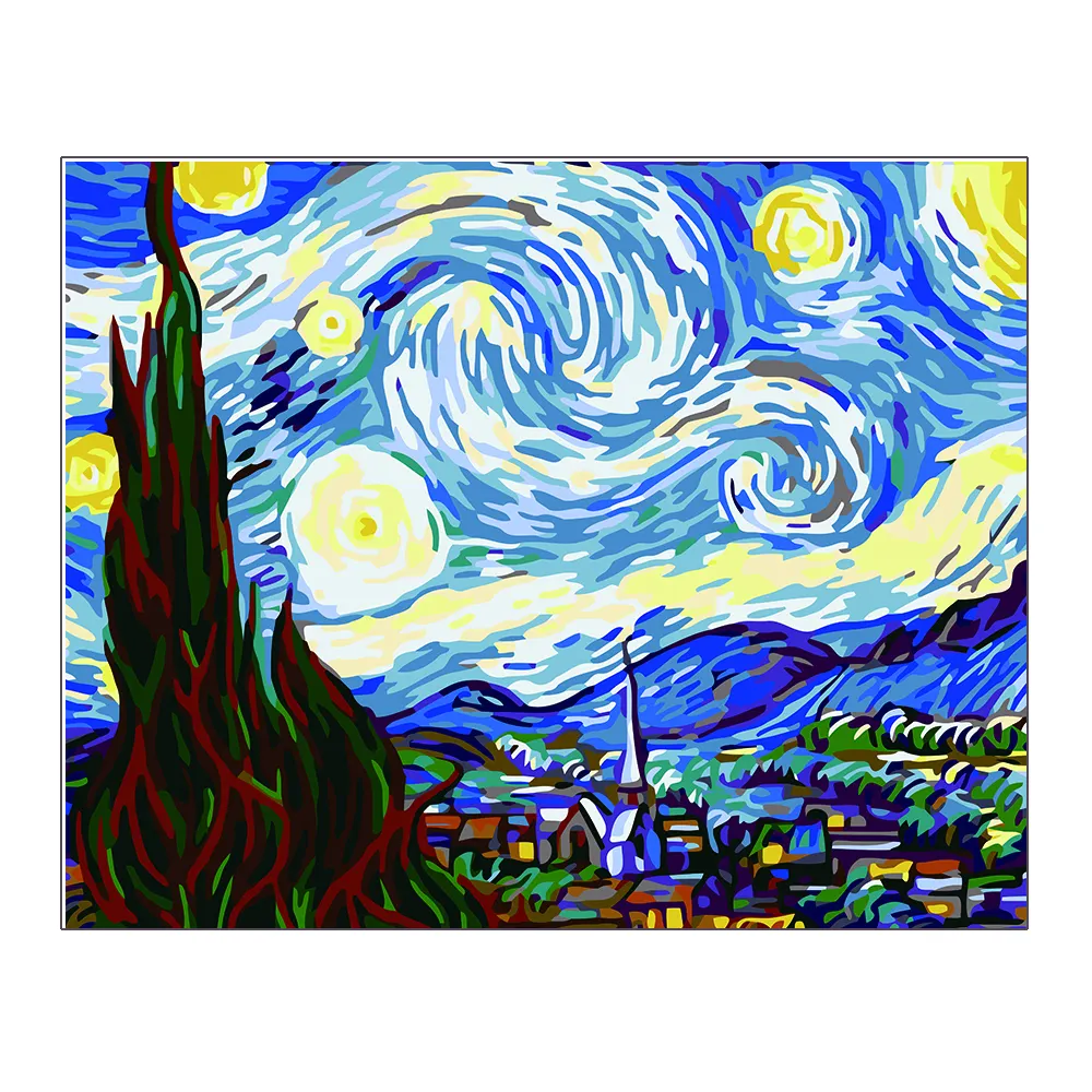 Современная декоративная репродукция «сделай сам», акриловая краска ручной работы по номерам Ван Гога