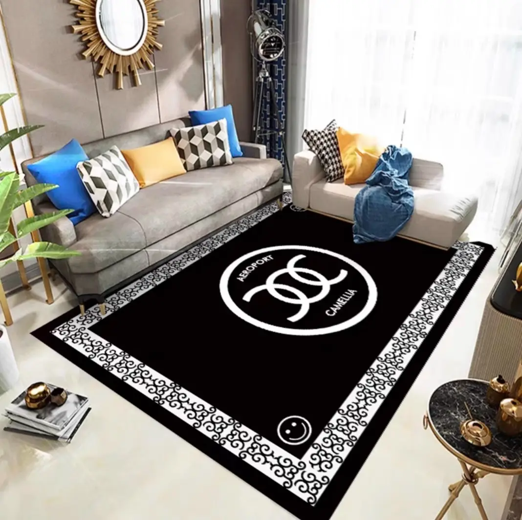 custom logo French carpet light luxury home bedroom living room carpet sofa coffee table mat wear-resistant and dirt-resistant