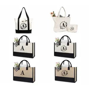 Custom Logo Hot Sale Fashion Women Shopping Poly Cotton Canvas Bags Eco-friendly Large Capacity Wholesale Jute Tote