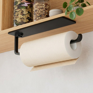 Porte-serviettes en papier et porte-plastique alimentaire, support de rangement pour papier toilette sans perçage, fixation murale - Product Image 1