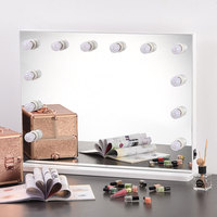 Table de maquillage rose de luxe avec miroir LED et haut-parleur Bluetooth, table de toilette à 13 tiroirs pour chambre à coucher
