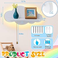 202409 en forme de nuage LED veilleuse en bois murale pépinière étagère mignon nuage en forme d'étagère suspendue bébé enfants mur