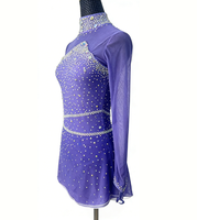 Robe de patinage artistique violette pour femmes et filles, tenue de compétition pour ballet et danse latine, avec strass pour enfants