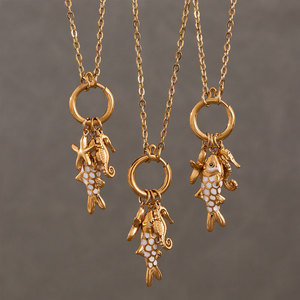 Collares de Moda Hawaiana de Verano, Joyería de Acero Inoxidable 316L, Collar de Pez Marino Chapado en Oro PVD de 14k y 18k para Mujer - Product Image 3