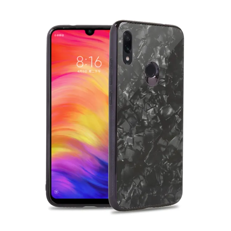 Luxury Plating Bumper Tpu Cover For Xiaomi Redmi 7A Note 7 Pro 7s Glossy Tempered Glass Marble Pattern Back Case