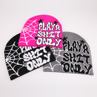 Personnalisé Hiver Jacquard Bonnet Chapeaux Crâne Cap Hommes Femmes Casual Skully Y2k Tricoté Toile D'araignée Bonnets