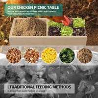 Grande table de pique-nique pour poulet en bois faite à la main mangeoires pour oiseaux sauvages canard écureuil mangeoire pour poulet en bois à fond maillé