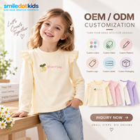 Korte mouw T-shirt met kersenborduursel voor meisjes, kinder top, OEM ODM groothandel leverancier