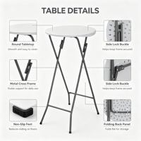 Table d'extérieur pliante et extensible en plastique HDPE léger avec structure en acier, résistante aux UV, idéale pour villas, fêtes et hôtels – Vente en gros usine