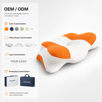 Oreiller en mousse à mémoire de forme à récupération lente en forme de papillon, oreiller orthopédique pour le soutien du cou, housse lavable disponible avec logo personnalisé