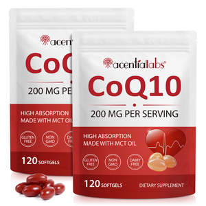 Acentiallabs Capsule Morbide di Q10 200mg, Coenzima Q10 in Softgel per Migliorare la Salute Cardiaca, Supporta l'Energia Cellulare e la Vitalità Quotidiana - Product Image 1
