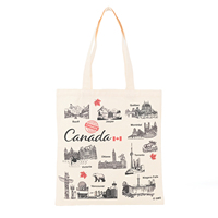 Sac fourre-tout en toile imprimé avec les monuments de la ville du Canada, en coton naturel, sac de shopping souvenir, grande capacité, sac de voyage pour touristes