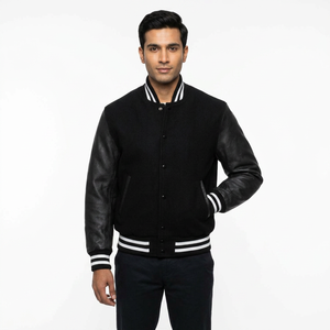 Wholesale Custom Comfortable <b>Slim</b> <b>Fit</b> Varsity Baseball <b>Jacket</b> Waterproof Eco-Friendly Fashionable Winter Stand Collar Front Logo - Product Image 1