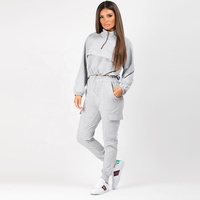 PIHA SPORTS Survêtement de course décontracté en polaire pour femme, en polyester/coton, personnalisable, comprenant un sweat à capuche et un pantalon de sport 2-en-1