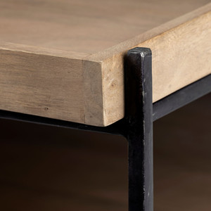 Tavolino HMS 46 \ "con legno massello naturale e nero e metallo con mensola - Product Image 6